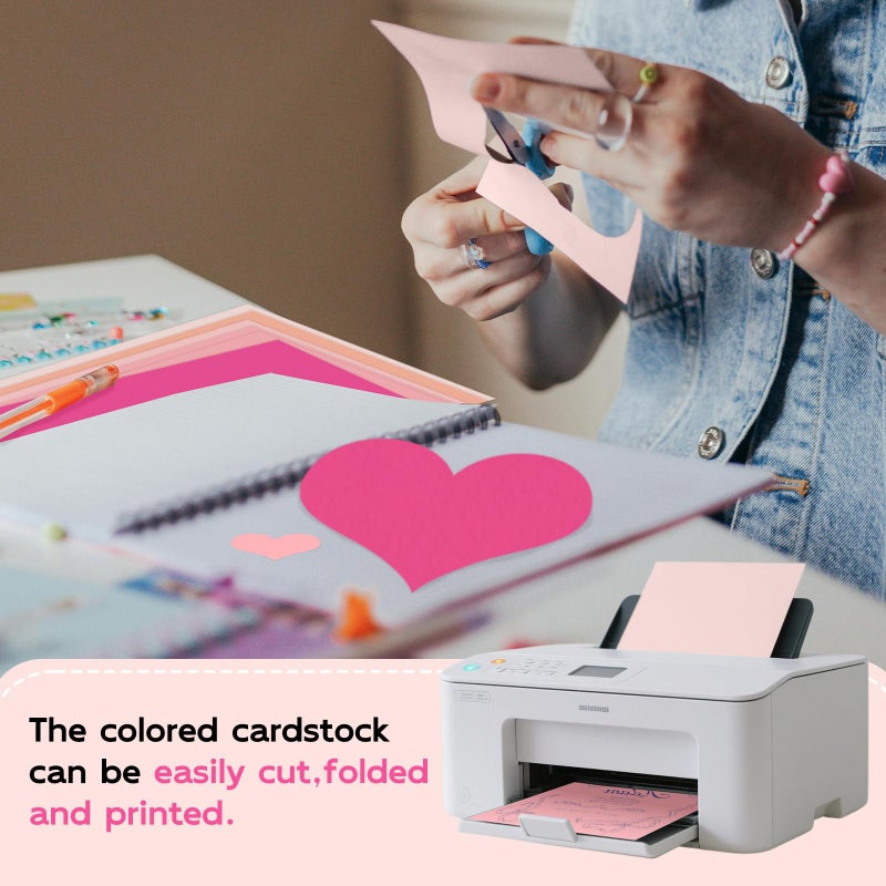 Goefun 25 Sheets Pink Cardstock 8.5 x 11, Goefun 5 Colors Colored Cardstock Paper, 80lb Pink Construction Paper Assorted Colors Perfect for Crafts, DIY Cards, Valentines Day - Image 5
