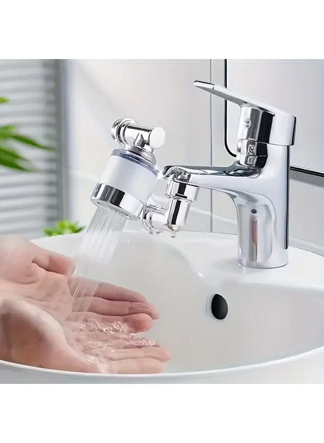 1080 Degree Rotating Bathroom Sink Faucet Extender With Aerator Spray Chrome Finish - Image 2