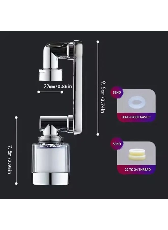 1080 Degree Rotating Bathroom Sink Faucet Extender With Aerator Spray Chrome Finish - Image 4