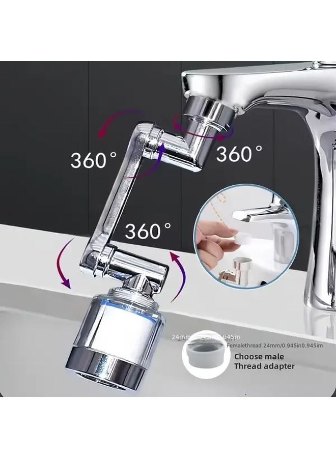 1080 Degree Rotating Bathroom Sink Faucet Extender With Aerator Spray Chrome Finish - Image 3