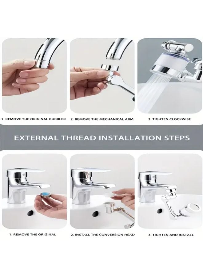 1080 Degree Rotating Bathroom Sink Faucet Extender With Aerator Spray Chrome Finish - Image 5