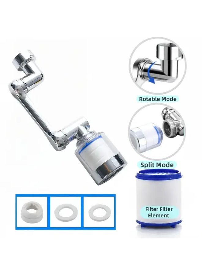 1080 Degree Rotating Bathroom Sink Faucet Extender With Aerator Spray Chrome Finish - Image 1