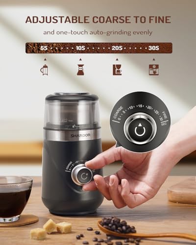 SHARDOR Adjustable Coffee Bean Grinder Electric HerbSpice Espresso Grinder with 1 Removable Stainless Steel Bowl Matte Black - Image 3
