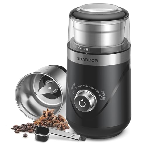 SHARDOR Adjustable Coffee Bean Grinder Electric HerbSpice Espresso Grinder with 1 Removable Stainless Steel Bowl Matte Black - Image 1