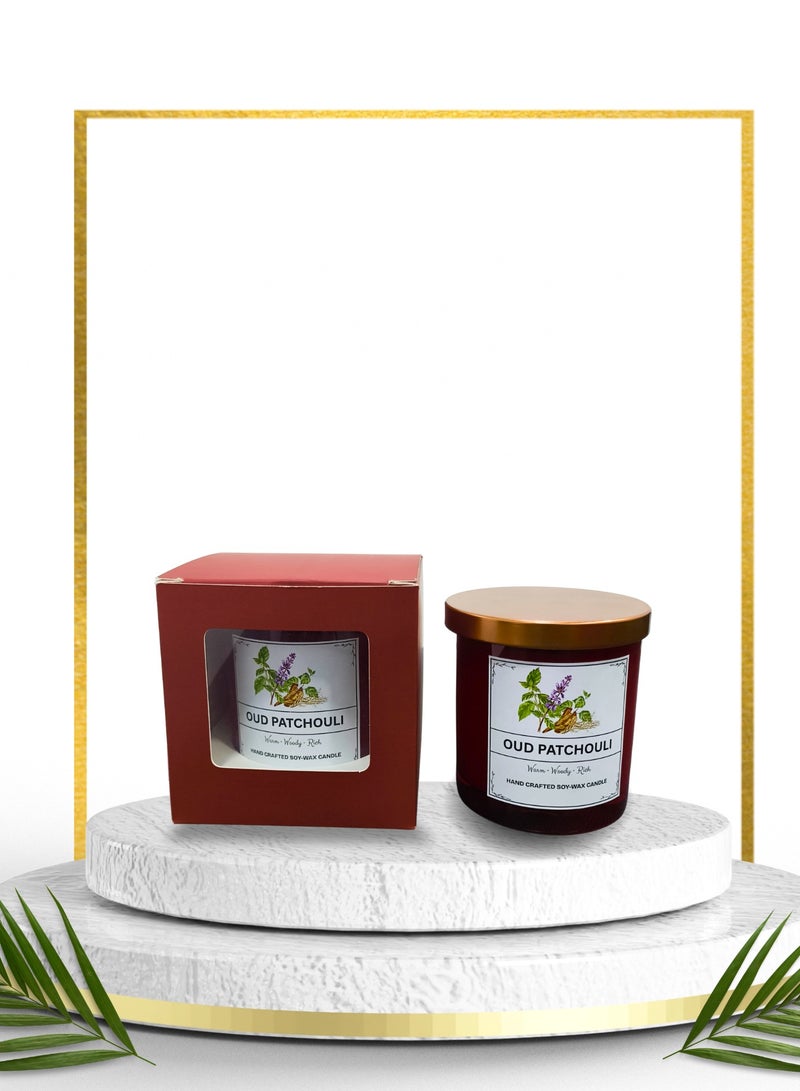 Oud & Patchouli Scented Candle Gift Set – Premium Soy Wax, 150ml – Made in UAE  - Image 1