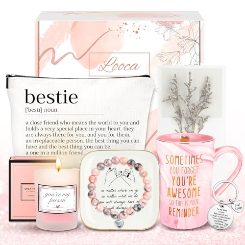 Looca Best Friend Birthday Gifts for Women Friendship Gifts for Women Friends Unique Bestfriend Birthday Gift for Woman Bestfriend gift Ideas for Bestie BFF Soul Sister - Mug, Keychain, Candle, Bracelet - Image 1