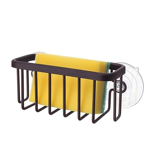 SunnyPoint NeverRust Kitchen  Bathroom Sink Caddy for Sponges Scrubbers Soap 6 x 25 x 275 with Adhesive Mount  Additional Suction Cup Included Aluminum Oil Bronze NOT Black