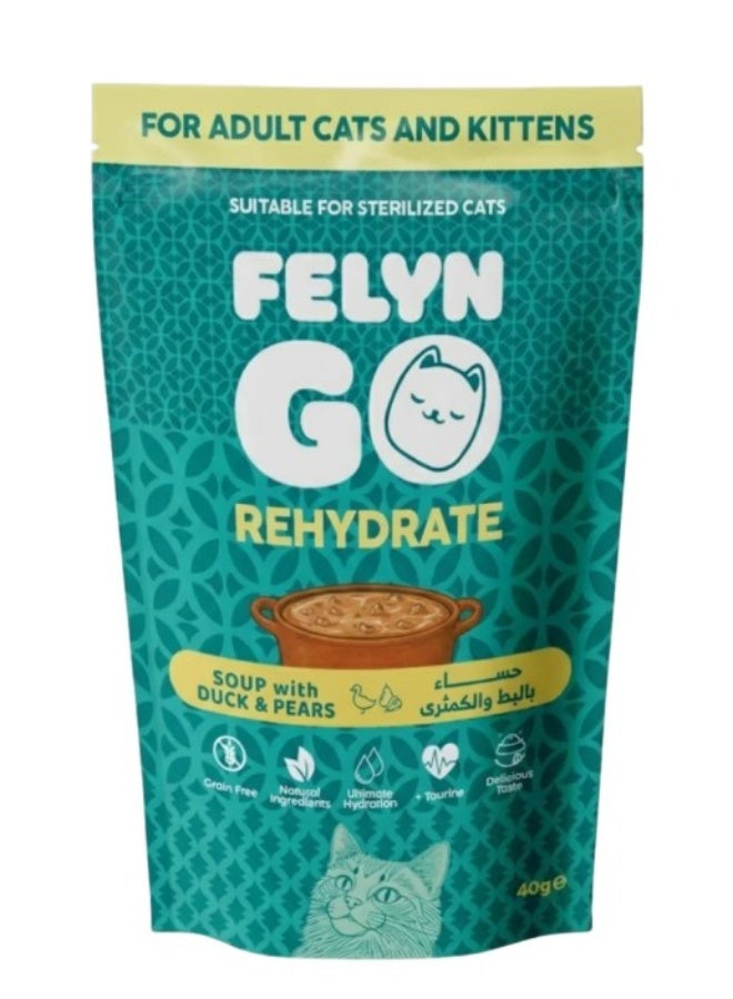 Felyn GO Duck & Pears Soup for Adult Cats & Kittens – 4 Pack Wet Cat Soup – Grain Free Hydration Treat with Taurine – Suitable for Sterilized Cats (40g × 4) - Image 2