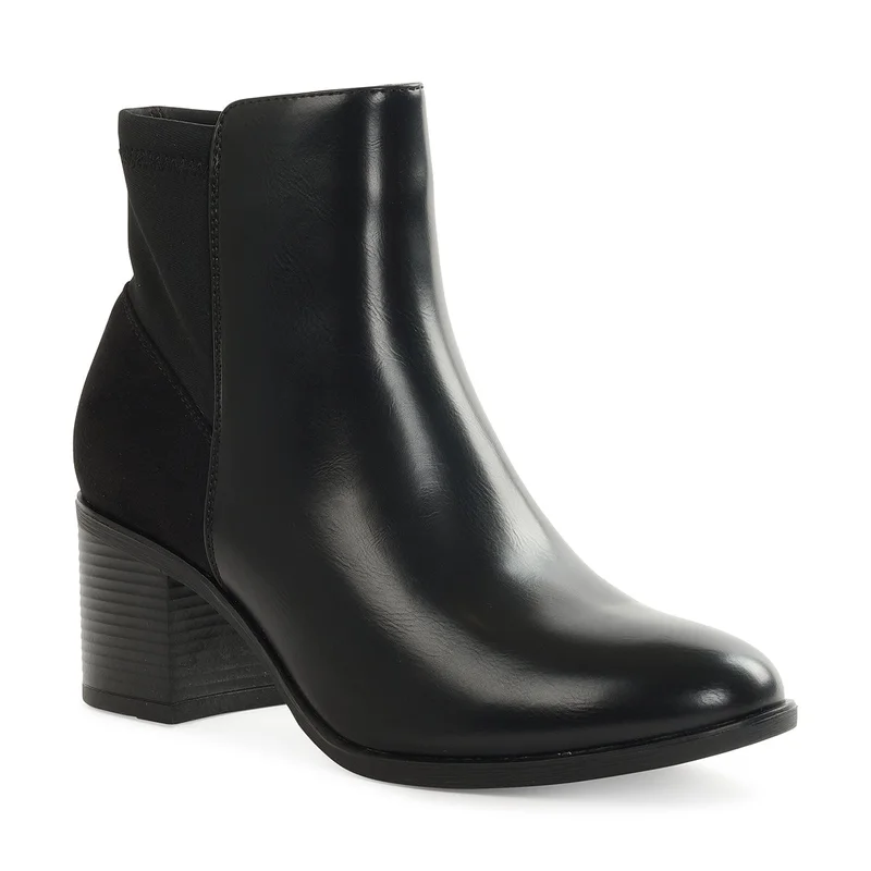 ميلانو Yumi Ladies Ankle Boots Block Heel- Black