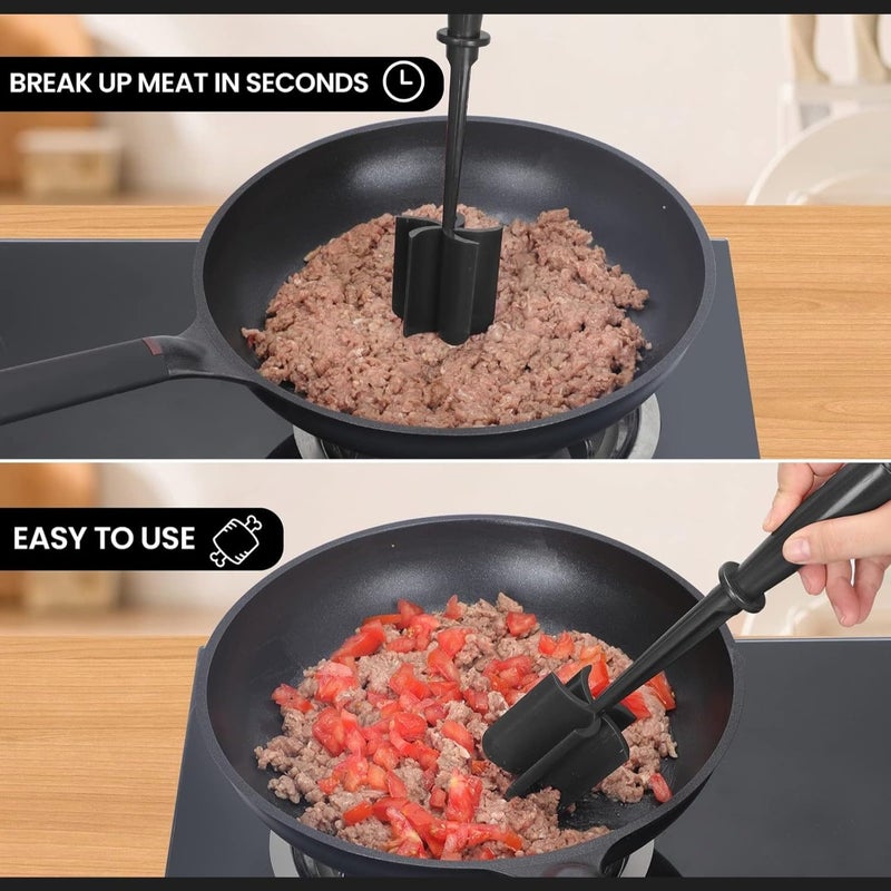 KESESU KESESU Meat Chopper Heat Resistant Meat Masher for Hamburger Meat Ground Beef Smasher Nylon Hamburger Chopper Utensil Ground Meat Chopper Non Stick Mix Chopper Potato Masher Tool  - Image 5