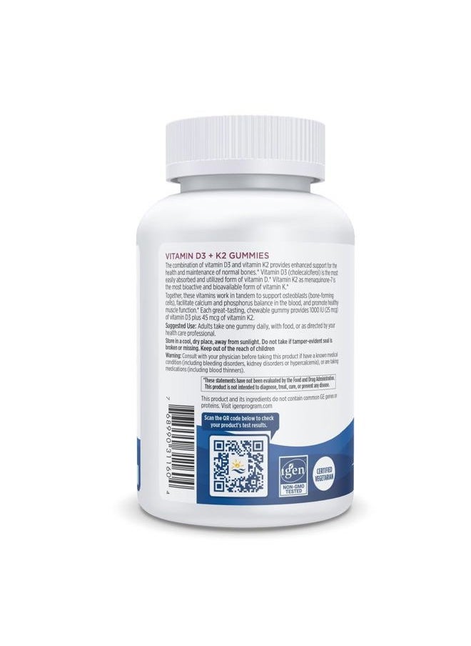 NORDIC NATURALS Vitamin D3 + K2 Gummies, Pomegranate - 60 Gummies - 1000 IU Vitamin D3 + 45 mcg K2 - Great Taste - Bone Health, Promotes Healthy Muscle Function - Non-GMO - 60 Servings  - Image 3