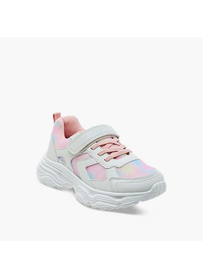 جونيورز Girls Panelled Sneakers with Hook and Loop Closure