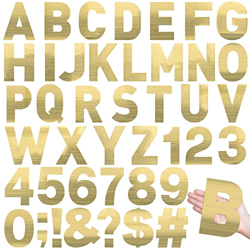 Seajan 184 Pcs Reflective Adhesive Number Letter Stickers Pack 6" Giant Large Letters Backdrop DIY Vinyl Self Adhesive for Mailbox Signs Cars Trucks Classroom Wall Door Home Party Decor(Gold) - Image 1