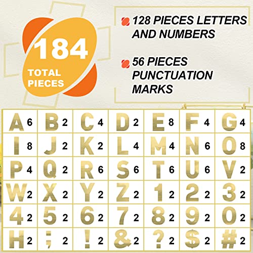 Seajan 184 Pcs Reflective Adhesive Number Letter Stickers Pack 6" Giant Large Letters Backdrop DIY Vinyl Self Adhesive for Mailbox Signs Cars Trucks Classroom Wall Door Home Party Decor(Gold) - Image 2