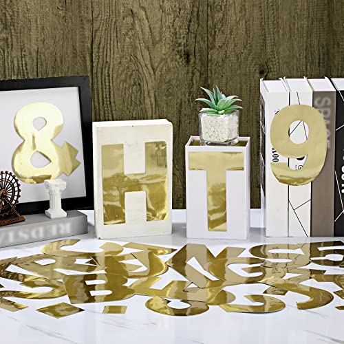 Seajan 184 Pcs Reflective Adhesive Number Letter Stickers Pack 6" Giant Large Letters Backdrop DIY Vinyl Self Adhesive for Mailbox Signs Cars Trucks Classroom Wall Door Home Party Decor(Gold) - Image 4
