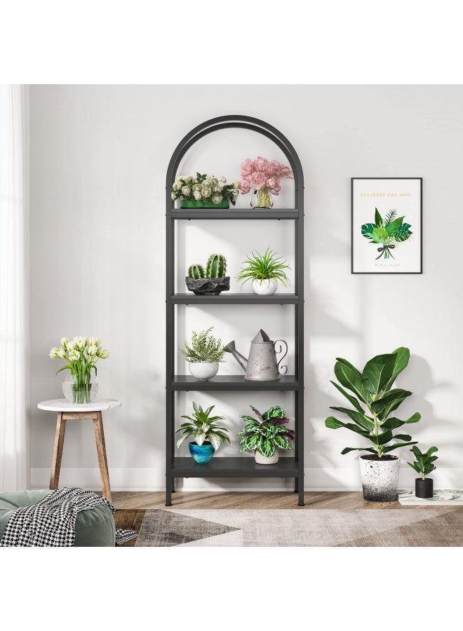 Tribesigns Tribesigns 4-Tier Open Bookshelf, 70.8" Wood Bookcase Storage Shelves with Metal Frame, Freestanding Display Rack Tall Shelving Unit for Office, Bedroom, Living Room, Easy Assembly (Black, 1PC)  - Image 2