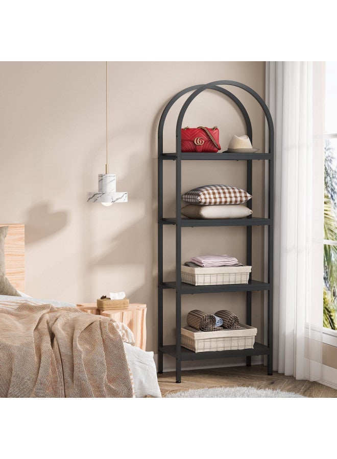 Tribesigns Tribesigns 4-Tier Open Bookshelf, 70.8" Wood Bookcase Storage Shelves with Metal Frame, Freestanding Display Rack Tall Shelving Unit for Office, Bedroom, Living Room, Easy Assembly (Black, 1PC)  - Image 4