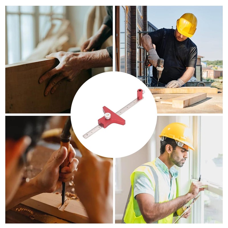 Aluminum Alloy Woodworking Ruler Dual Scale Slide Rule For Angle Marking Measurement - Image 4