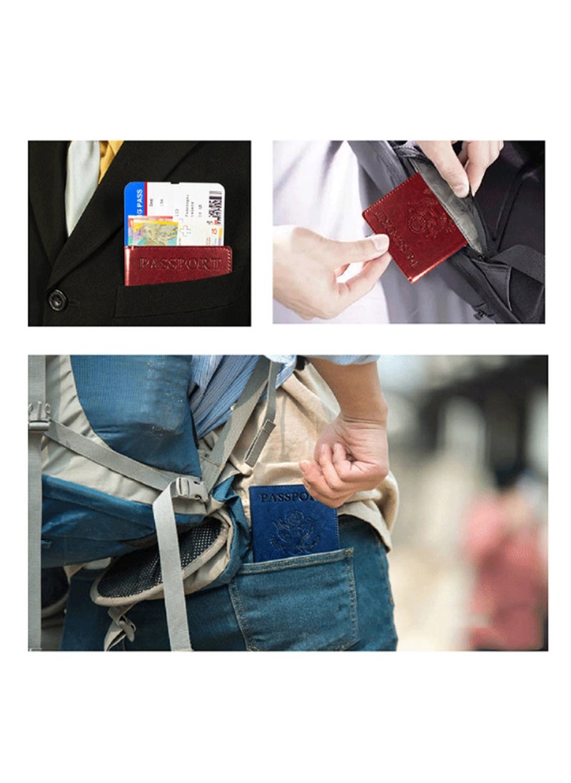 ماركة غير محددة حافظة جواز السفر باللون الذهبي الوردي، حامل جواز السفر مع خاصية حجب RFID، حامل وثائق السفر الجلدي للرجال والنساء، إكسسوارات السفر  - Image 3