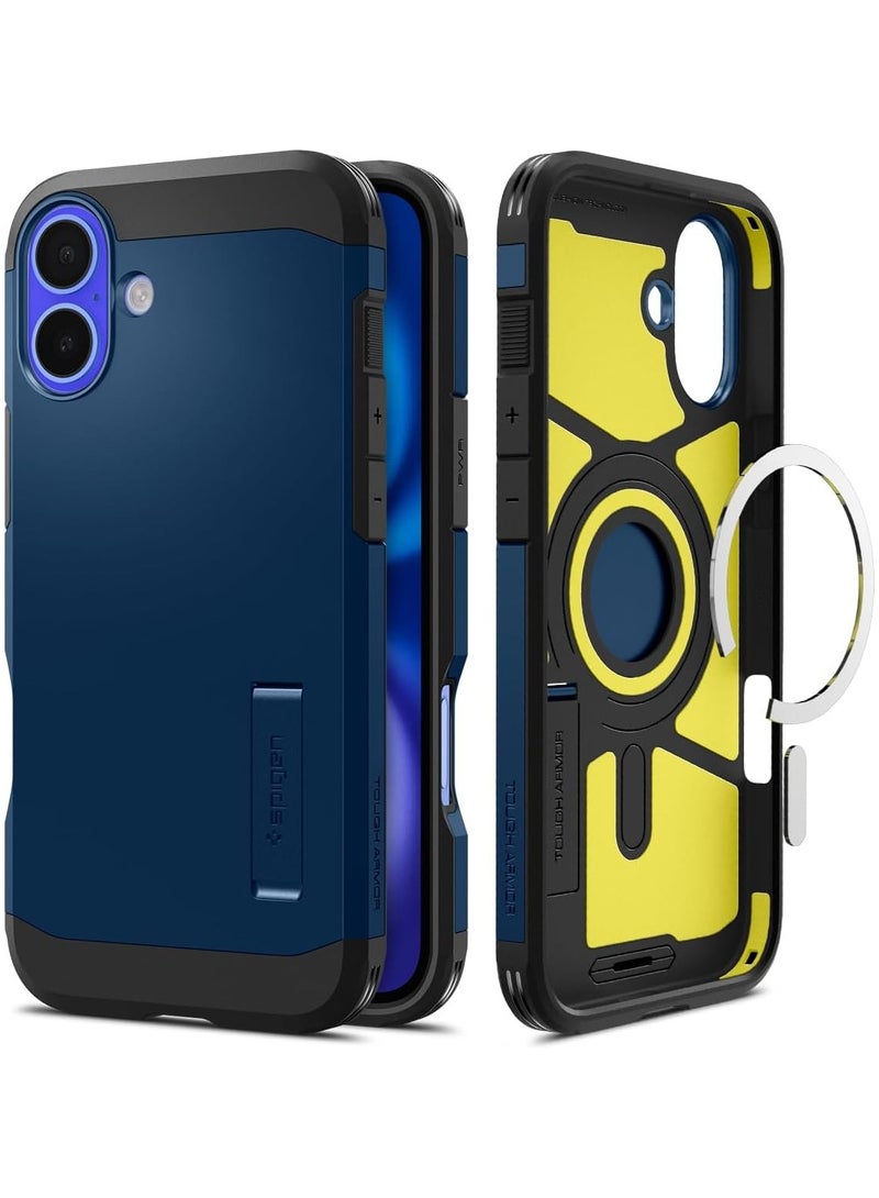 Spigen Tough Armor MagFit AI for iPhone 16 Case Cover MagSafe with Kickstand (2024) - Navy Blue  - Image 1