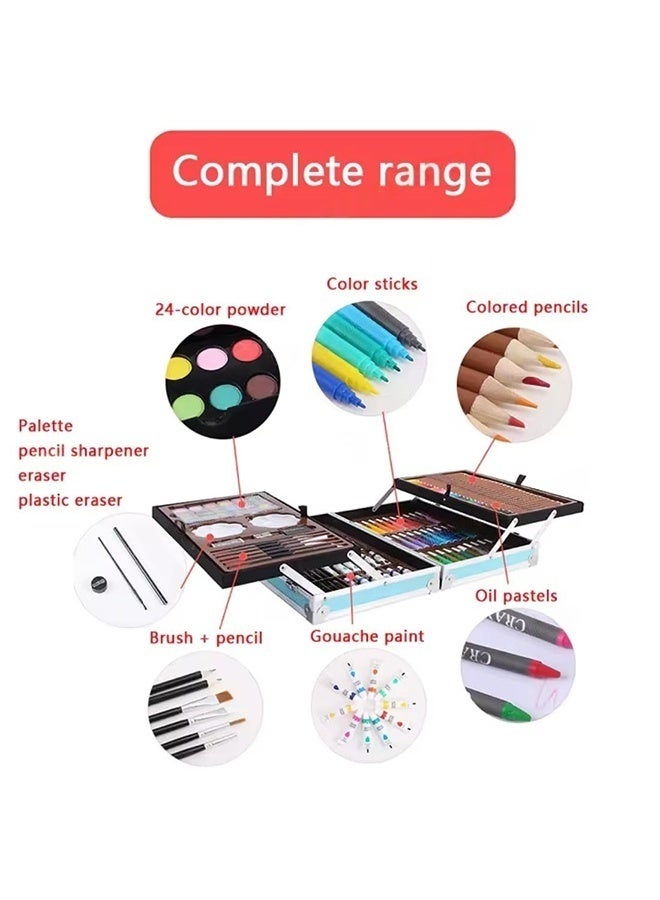 DAREU 145-Piece Drawing & Painting Art Kit – Portable Blue Aluminum Case with Crayons, Markers, Pencils & Watercolors - Image 5