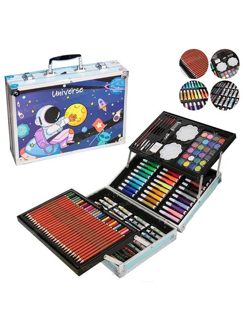 145-Piece Drawing & Painting Art Kit - Blue Space Theme, Portable Bag for Beginners & Pro Artists - Ideal for Sketching, Coloring & Creative Art Projects for Kids