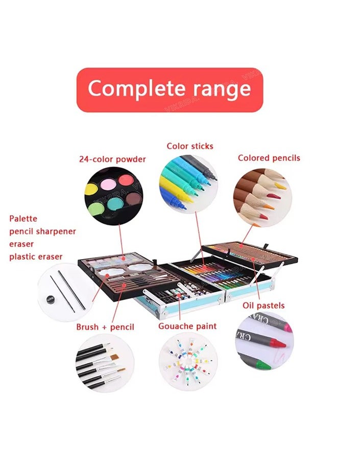 DAREU - 145-Piece Drawing & Painting Art Kit - Blue Space Theme, Portable Bag for Beginners & Pro Artists - Ideal for Sketching, Coloring & Creative Art Projects for Kids - Image 1