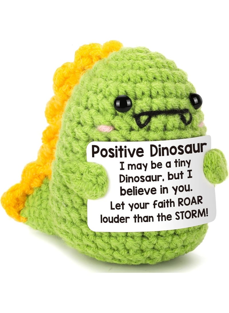 Mini Dinosaur Crochet Gift – Cute Knitted Dino for Positivity & Encouragement, Ideal for Coworkers, Friends, Kids, Christmas Stocking Stuffers & Birthday Desk Décor - Image 1