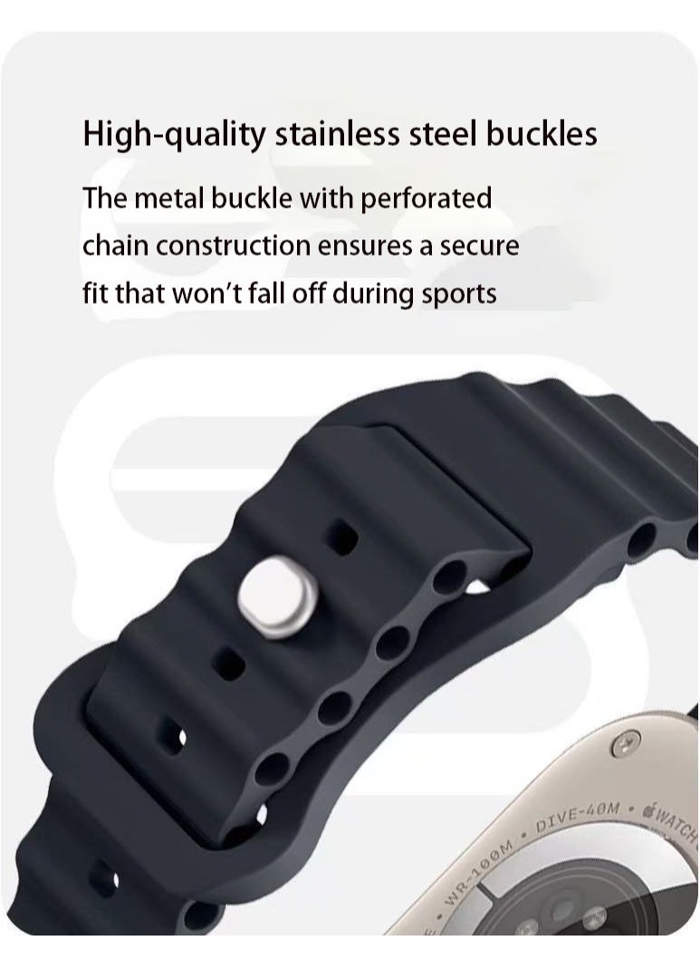 Youque - For Apple Watch Ultra 2 ,Band 42mm 44mm 45mm 49mm for men and women, wavy silicone sports wristband compatible with iWatch Ultra 2/1 series 10/9/8/7/6/5/4/3/2/1 SE Starlight - Image 1