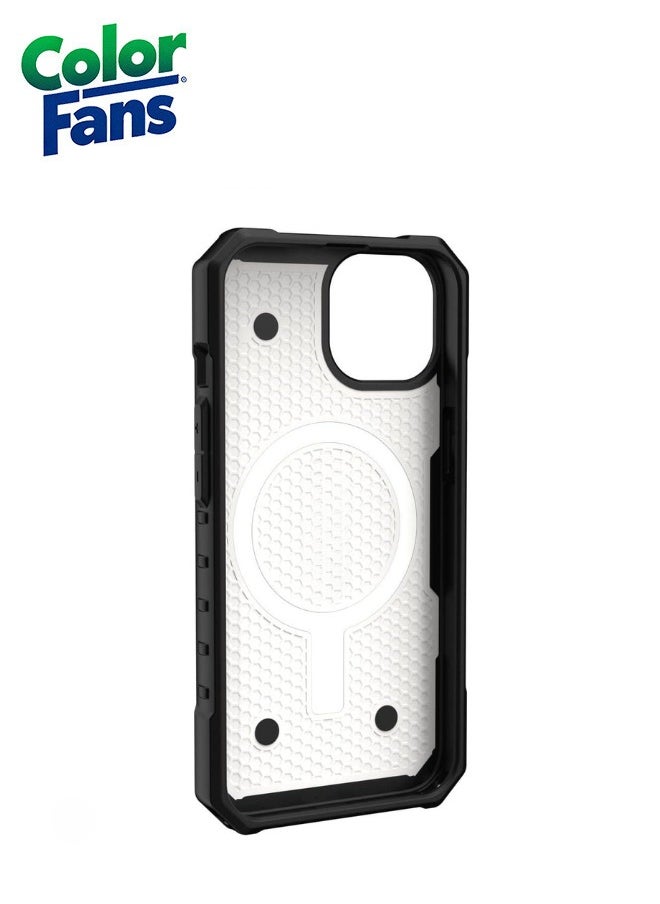 Color Fans Apple iPhone 13 Case 6.1" Pathfinder Built-in Magnet Compatible with Magnet Charging Slim Lightweight Shockproof Dropproof Rugged Protective Cover - White  - Image 2