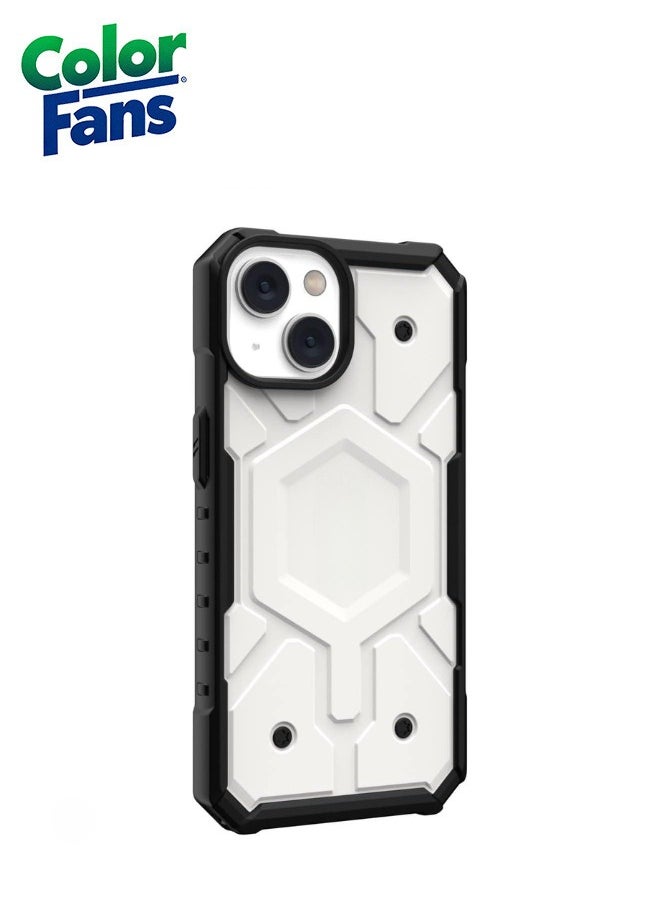 Color Fans Apple iPhone 13 Case 6.1" Pathfinder Built-in Magnet Compatible with Magnet Charging Slim Lightweight Shockproof Dropproof Rugged Protective Cover - White  - Image 3