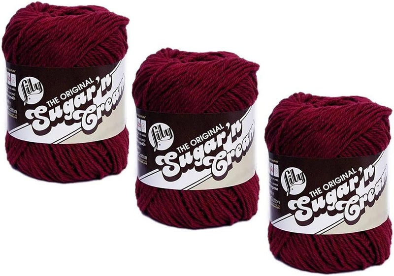 Lily Bulk Buy Lily Sugar n Cream Solids 100 Cotton Yarn 3Pack Wine 0015