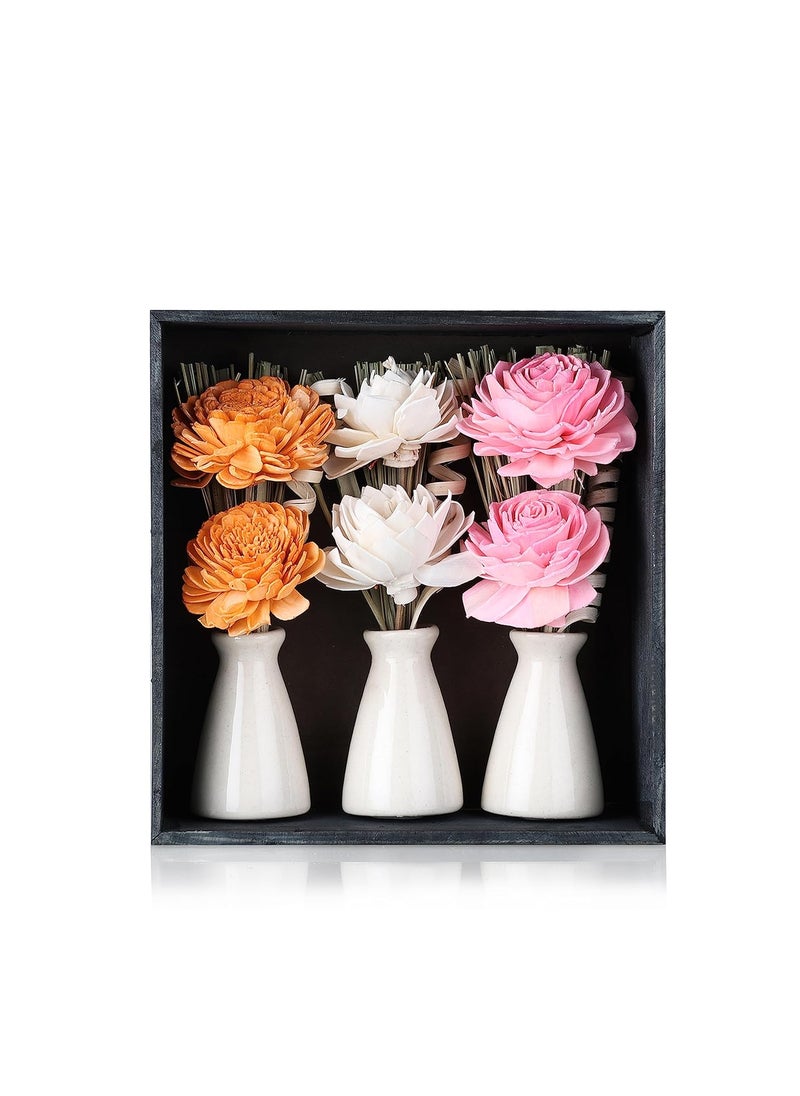 IRIS - Iris Home Fragrances Botonical Trio Ceramic Gift Box with Dry Flowers in a Wooden Box- 520g,Fine-Living Fragrance/Home Decor. - Image 1