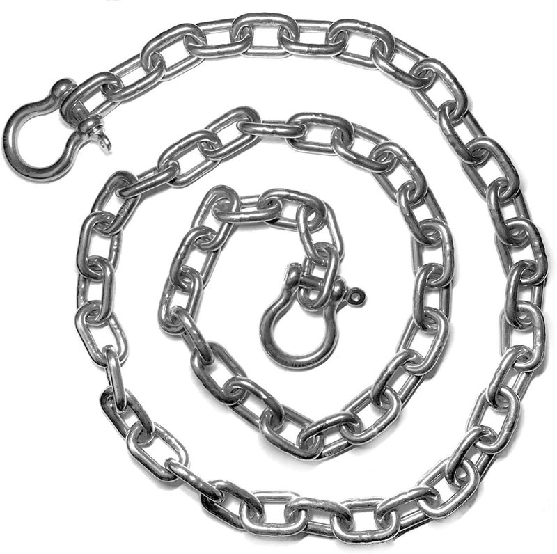 US Stainless سلسلة مرساة من الفولاذ المقاوم للصدأ 316 بحجم 1/4" (6 مم) مع 2 حلقات - بطول 10 أقدام - Image 1