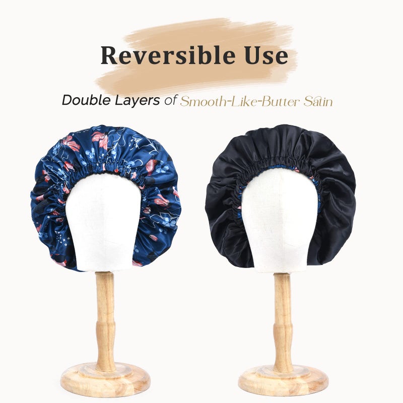 YANIBEST Adjustable Silk Bonnet Double Layer Satin Bonnet Hair Bonnet for Sleeping Bonnets for Women Hats Curly Natural Hair, Orchid - Image 3