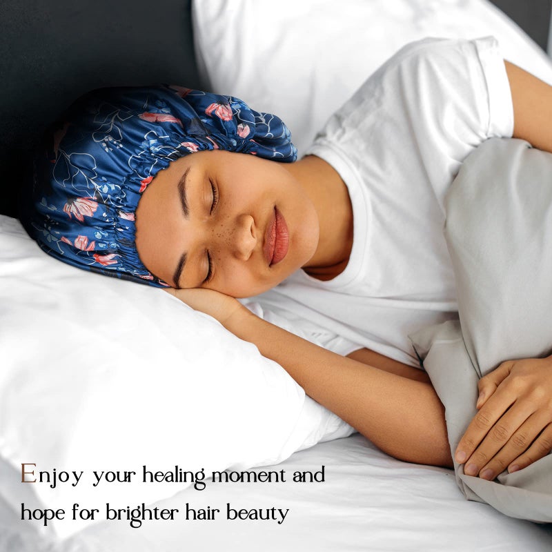 YANIBEST Adjustable Silk Bonnet Double Layer Satin Bonnet Hair Bonnet for Sleeping Bonnets for Women Hats Curly Natural Hair, Orchid - Image 4