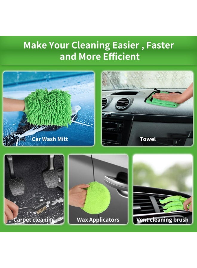 Soofam 32Pcs Car Wash Cleaning Kit with Foam Sprayer, Multifunctional Detailing Brush, Car Wash Towels, Polishing Sponge, Tire Cleaning, Professional Car Care Kit - Image 4