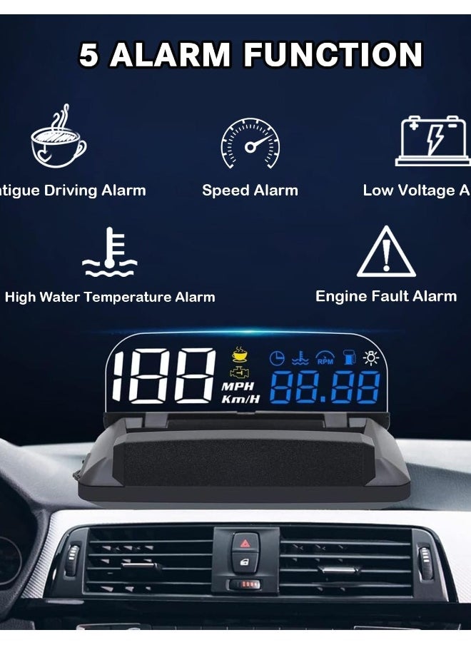 ماركة غير محددة - عرض رأس السيارة، نظام مزدوج OBD2 + GPS، عداد سرعة رقمي KMH MPH، جهاز عرض سرعة مرآة، إنذار تجاوز السرعة، تحذير من التعب أثناء القيادة - Image 1