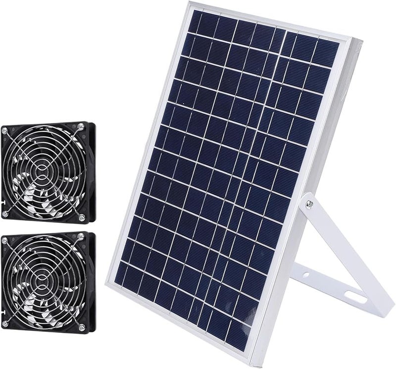 15 Panel Solar Dual Fan Kit IP65 Weatherproof Ventilation Fan with Bracket Net for Coop Greenhouse Shed - Image 4