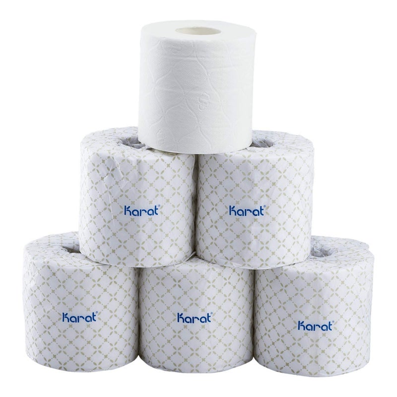 Karat 2-Ply Toilet Paper, 48 Rolls, 500 Sheets, Embossed for Softness, Individually Wrapped for Hygiene, Virgin Wood Fiber (JS-TTW500) - Image 1