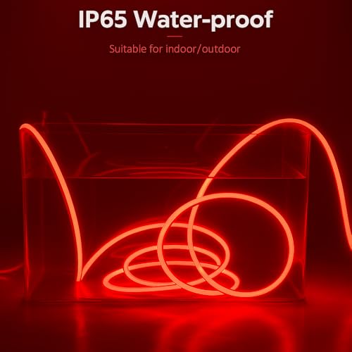 Gesto 16.4 Feet Neon LED Strip Light with 12V Adapter | Cuttable & Flexible Waterproof Rope Light for Wall Decor, Indoor & Outdoor Decoration, Custom Names, Signage & Diwali Decorative Lighting- Red - Image 4