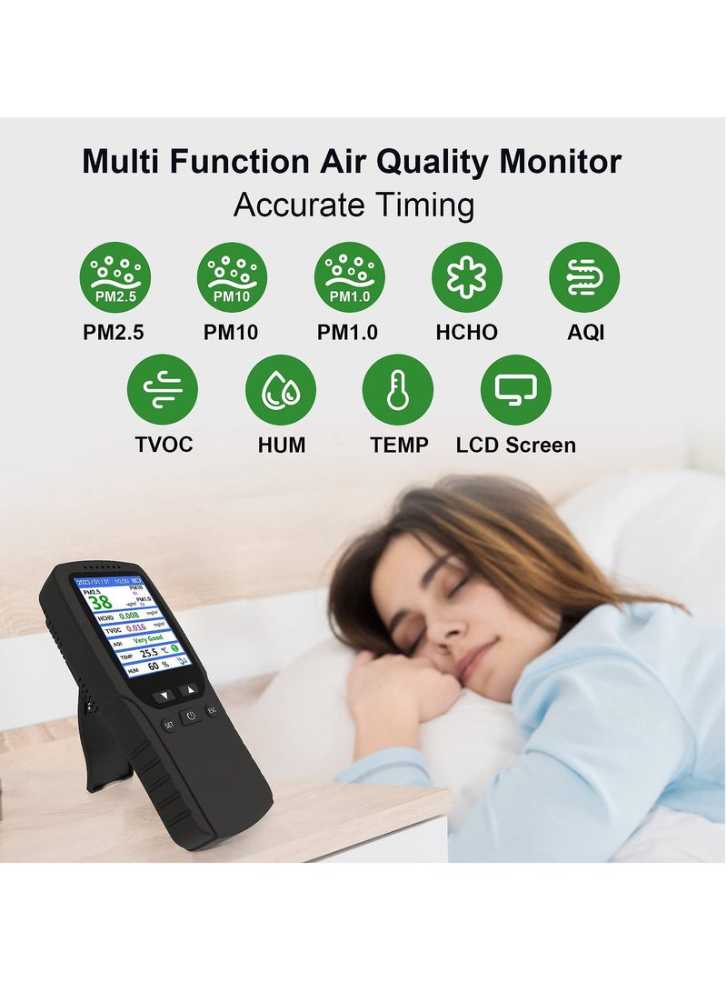 Air Quality Monitor, Formaldehyde Detector, Temperature u0026 Humidity Meter, Pollution Tester, Sensor; Detect PM2.5/PM10/PM1.0 Micron Dust, Test Indoor TVOC Volatile Organic Compound Gas; eBook  - Image 3