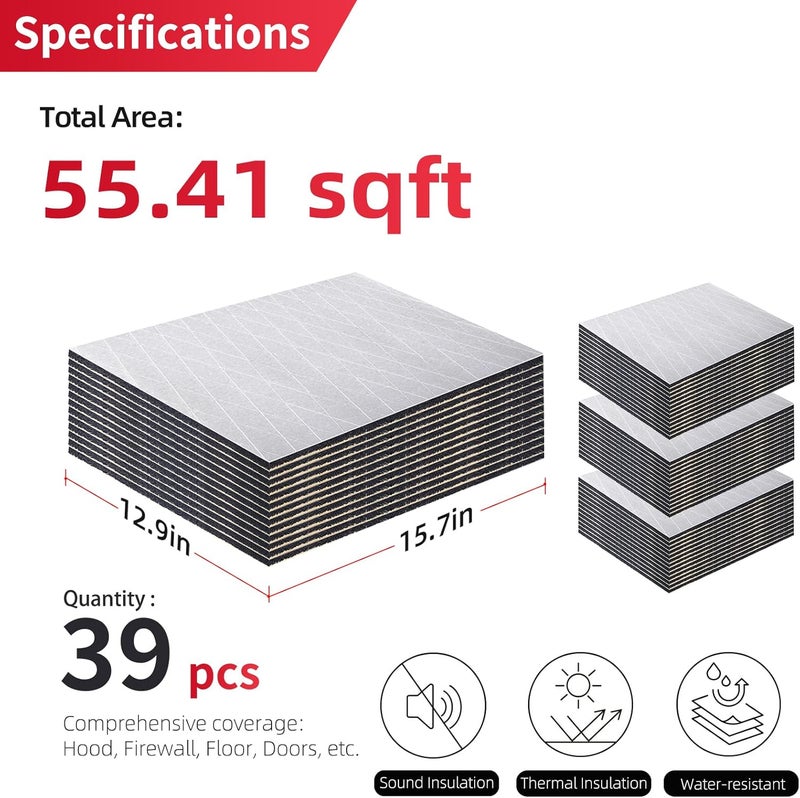 AggSound 157mil 55sqft Universal Sound Deadener with Aluminum Foil Tape & Car Trim Removal Tool - Image 2