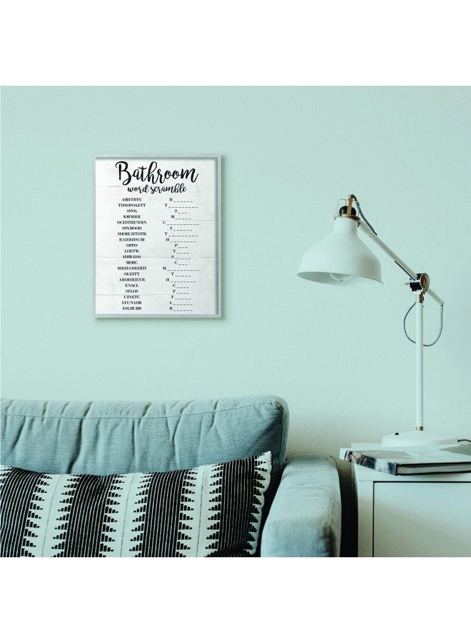Stupell Industries Bathroom Scramble White And Black Word Grey Framed Wall Art 16 X 20 Design By Artist Daphne Polselli - Image 3