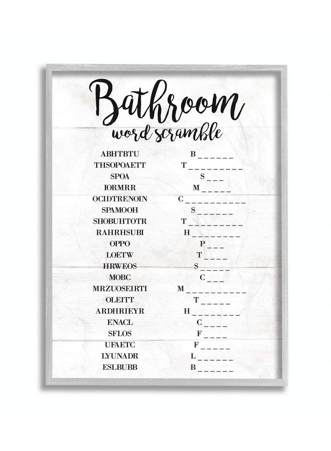 Stupell Industries Bathroom Scramble White And Black Word Grey Framed Wall Art 16 X 20 Design By Artist Daphne Polselli - Image 2