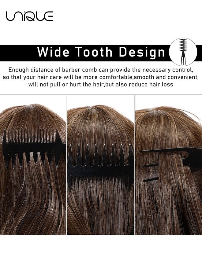 يونيك تصفيف الشعر مشط مجموعة، 2 حزمة صالون حلاق مصفف الشعر مشط المهنية فرشاة الشعر الرجعية تصفيف الشعر نمط العناية بالشعر التبعي على الوجهين للرجال صبي جنتلمان (أسود) - Image 5