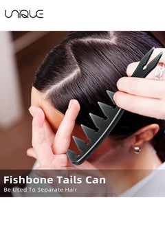 Unique Styling Hair Comb Set, 2 Pack Salon Barber Hairstylist Comb Professional Hair Brush Retro Hairdressing Hair Care Style Accessory Double-sided for Men Boy Gentleman(Black)  - Image 4