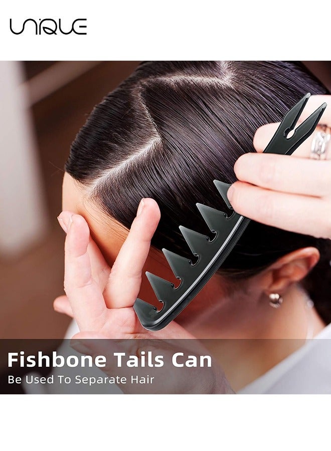 يونيك تصفيف الشعر مشط مجموعة، 2 حزمة صالون حلاق مصفف الشعر مشط المهنية فرشاة الشعر الرجعية تصفيف الشعر نمط العناية بالشعر التبعي على الوجهين للرجال صبي جنتلمان (أسود) - Image 4