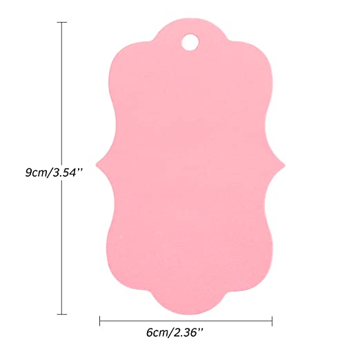 G2PLUS 100PCS Pink Paper Gift Tags with String 35x24 in Blank Hang Tags Wedding Favor Tag Present Name Label Tag for Gift Wrapping Pricing Mothers Day Valentines Day Party Favors - Image 5