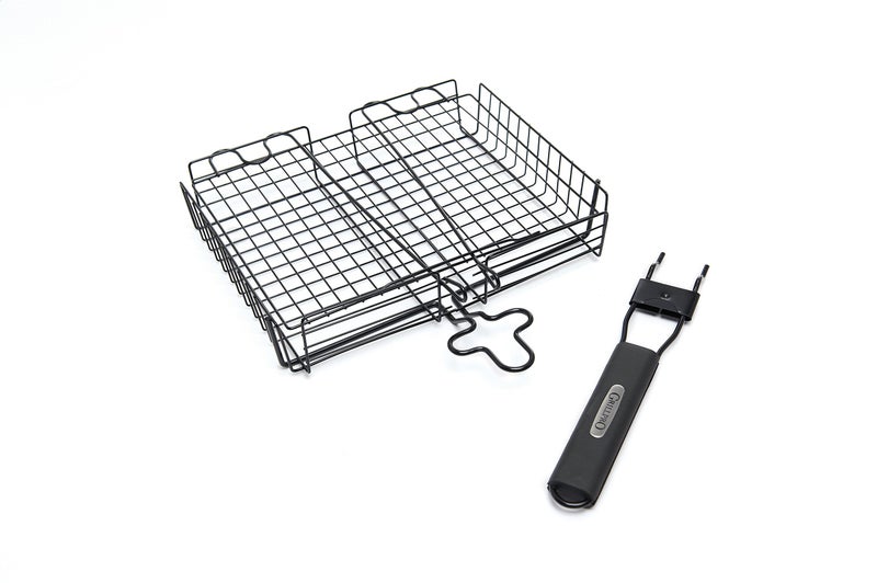 سلة الشواء غير اللاصقة ديلوكس من جريل برو 24876 مع مقبض قابل للفصل
